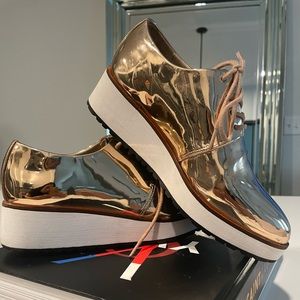 Rose Gold wedge oxfords